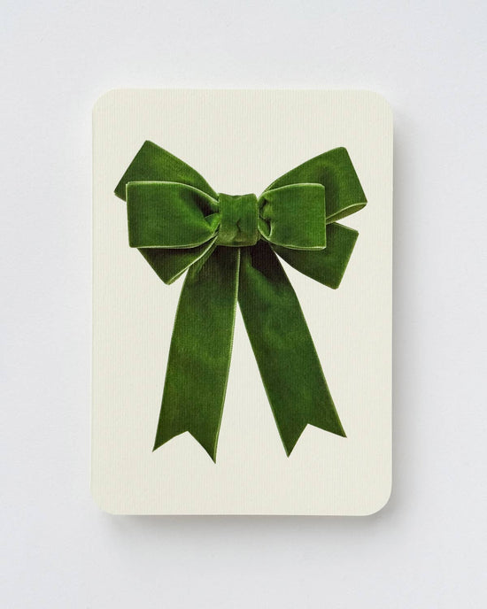 Green Velvet Bow Greeting Card | Birthday Card