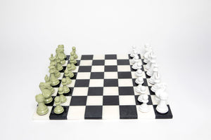 Luxury Bold Chess Set in Sage and White – Handcrafted by Purling