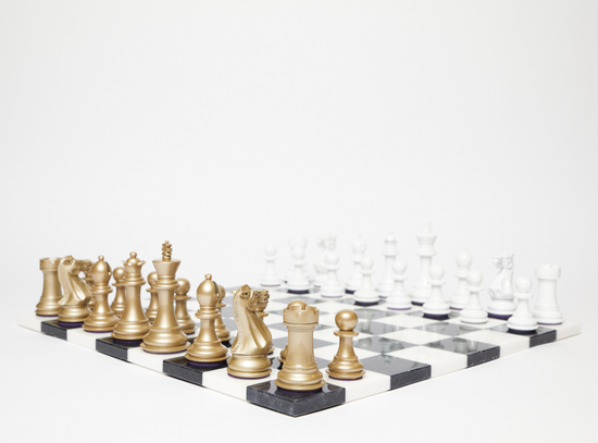 Bold Chess Set in Gold & White – Handcrafted by Purling