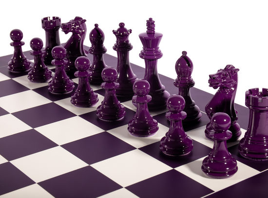Bold Chess Set in Purling Purple & White – Handcrafted by Purling