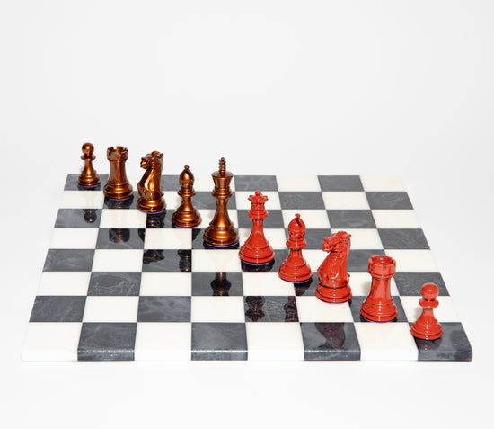 Luxury Bold Chess Set in Copper and Cinnabar - Handcrafted by Purling
