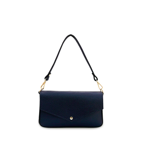 The Munro Black Leather Shoulder Bag
