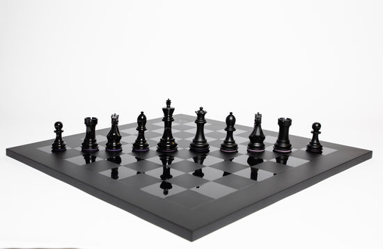 Midnight Match Chess & Checkers Set in Matt & Gloss Black – Handcrafted by Purling