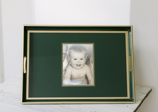 Large Personalised Photo Tray with Glass Inlay