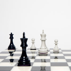 Luxury Bold Chess Set in Onyx White and Evening Blue – Handcrafted by Purling
