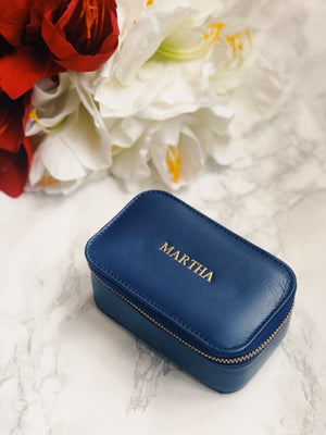Chelsea Zipped Travel Jewellery Box in Sapphire