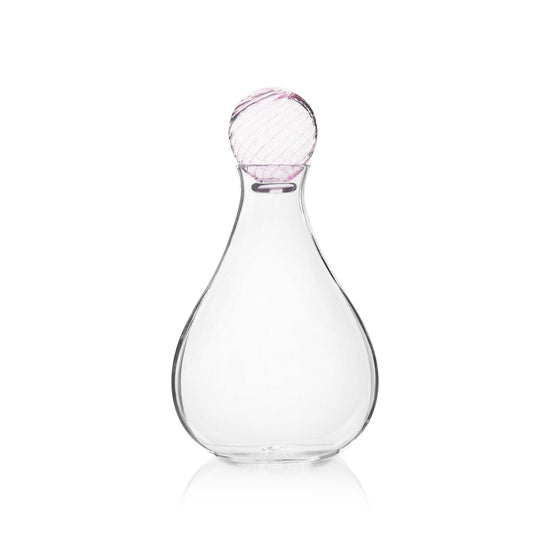Hand Blown Decanter with Pink Stopper