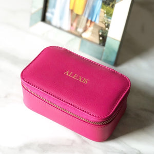 Chelsea Zipped Travel Jewellery Box in Fuchsia