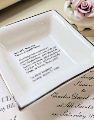 Newspaper Announcement Dish