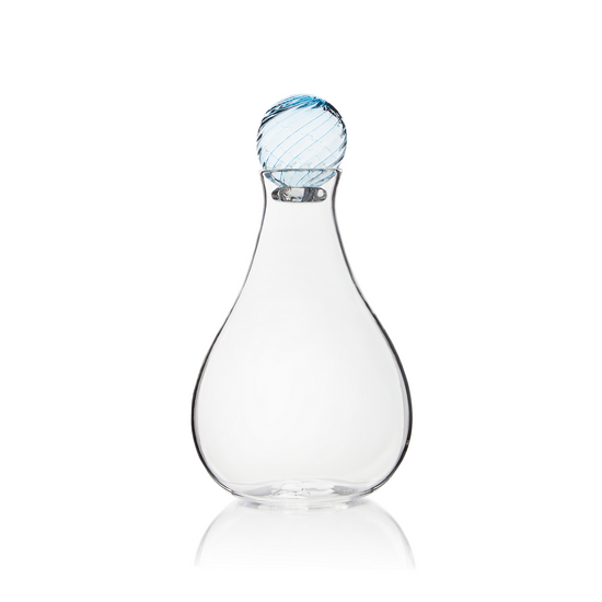 Hand Blown Decanter with Pale Blue Stopper