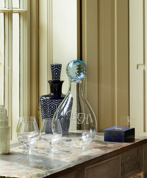 Hand Blown Decanter with Pale Blue Stopper