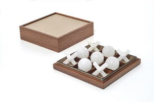 Luxury Leather & Alabaster Tic Tac Toe – Handcrafted by Pinetti