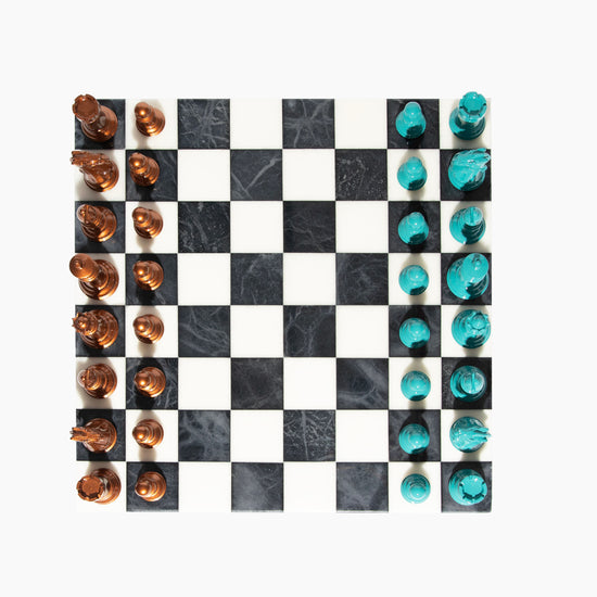 Luxury Bold Chess Set in Copper and Teal – Handcrafted by Purling
