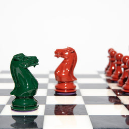 Luxury Bold Chess Set in Eden and Cinnabar – Handcrafted by Purling
