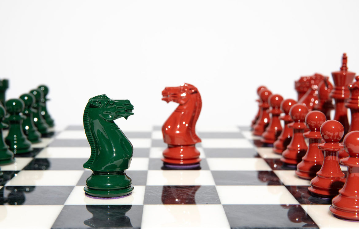 Luxury Bold Chess Set in Eden and Cinnabar – Handcrafted by Purling