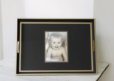 Large Personalised Photo Tray with Glass Inlay