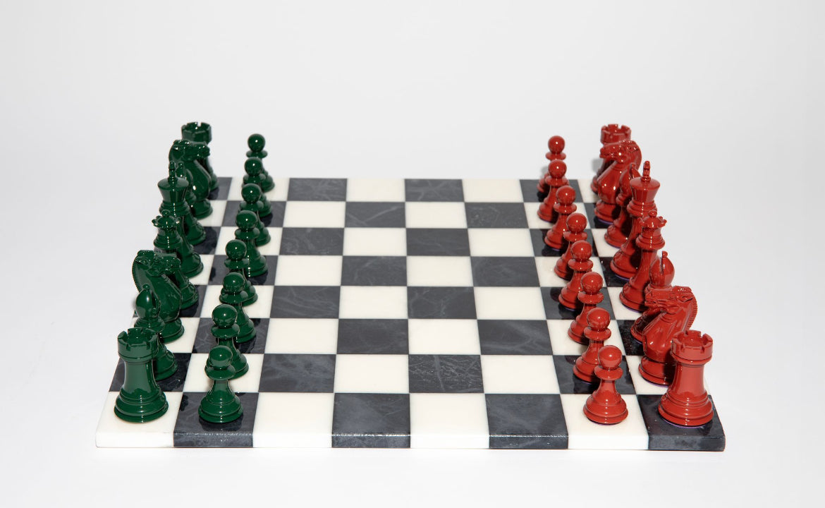 Luxury Bold Chess Set in Eden and Cinnabar – Handcrafted by Purling