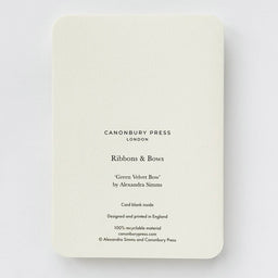 Green Velvet Bow Greeting Card | Birthday Card