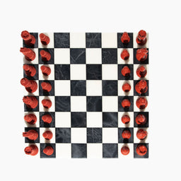 Luxury Bold Chess Set in Flock and Cinnabar – Handcrafted by Purling