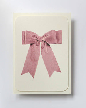 Baby Pink Velvet Bow Greeting Card | Birthday Card
