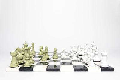 Luxury Bold Chess Set in Sage and White
