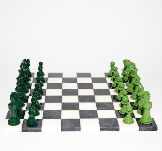 Luxury Bold Chess Set in Eden and Minced Herbs – Handcrafted by Purling