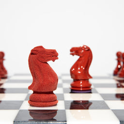 Luxury Bold Chess Set in Flock and Cinnabar – Handcrafted by Purling