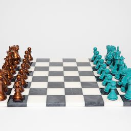 Luxury Bold Chess Set in Copper and Teal – Handcrafted by Purling