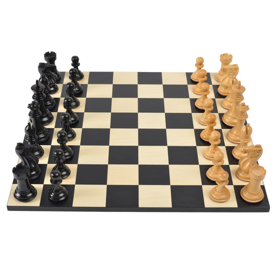 Heritage Chess Set in Ebony & Boxwood with Maple Board – Handcrafted by Purling