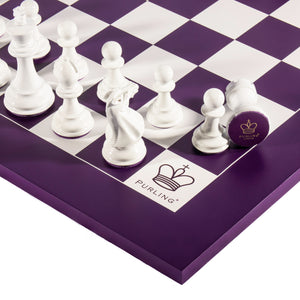 Bold Chess Set in Purling Purple & White – Handcrafted by Purling