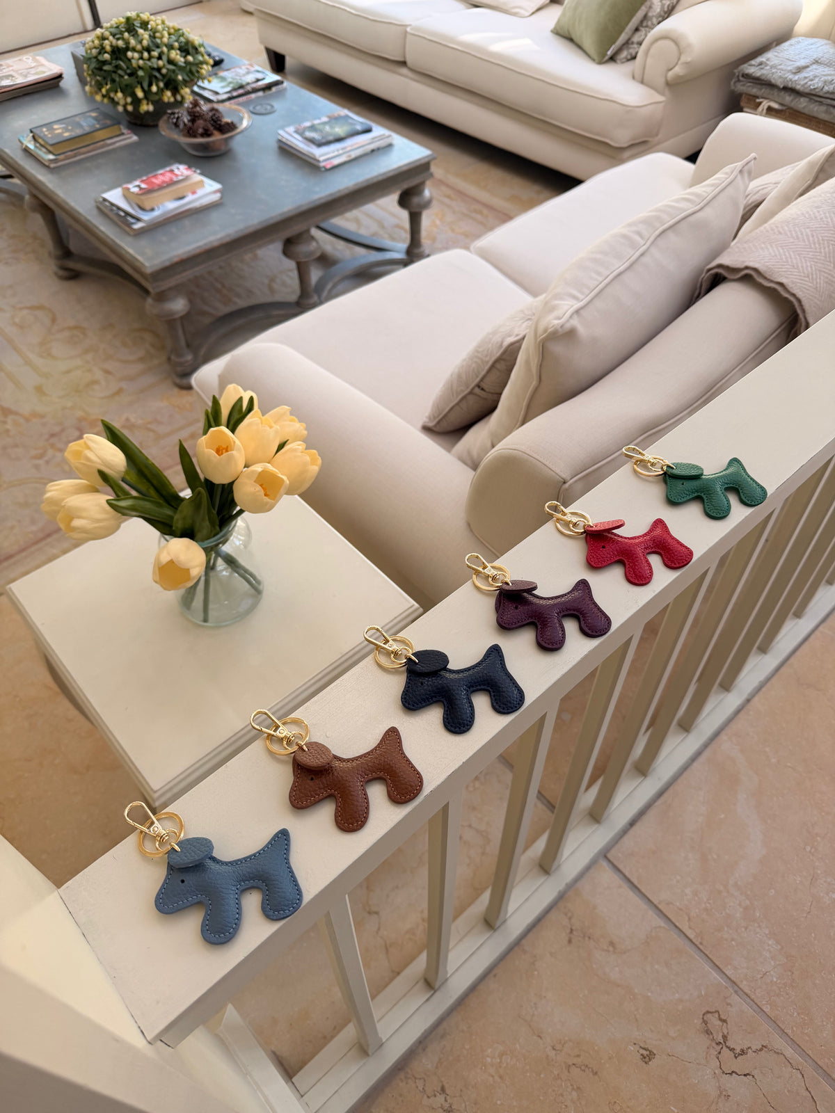 Italian Leather Dog Keyring & Bag Charm