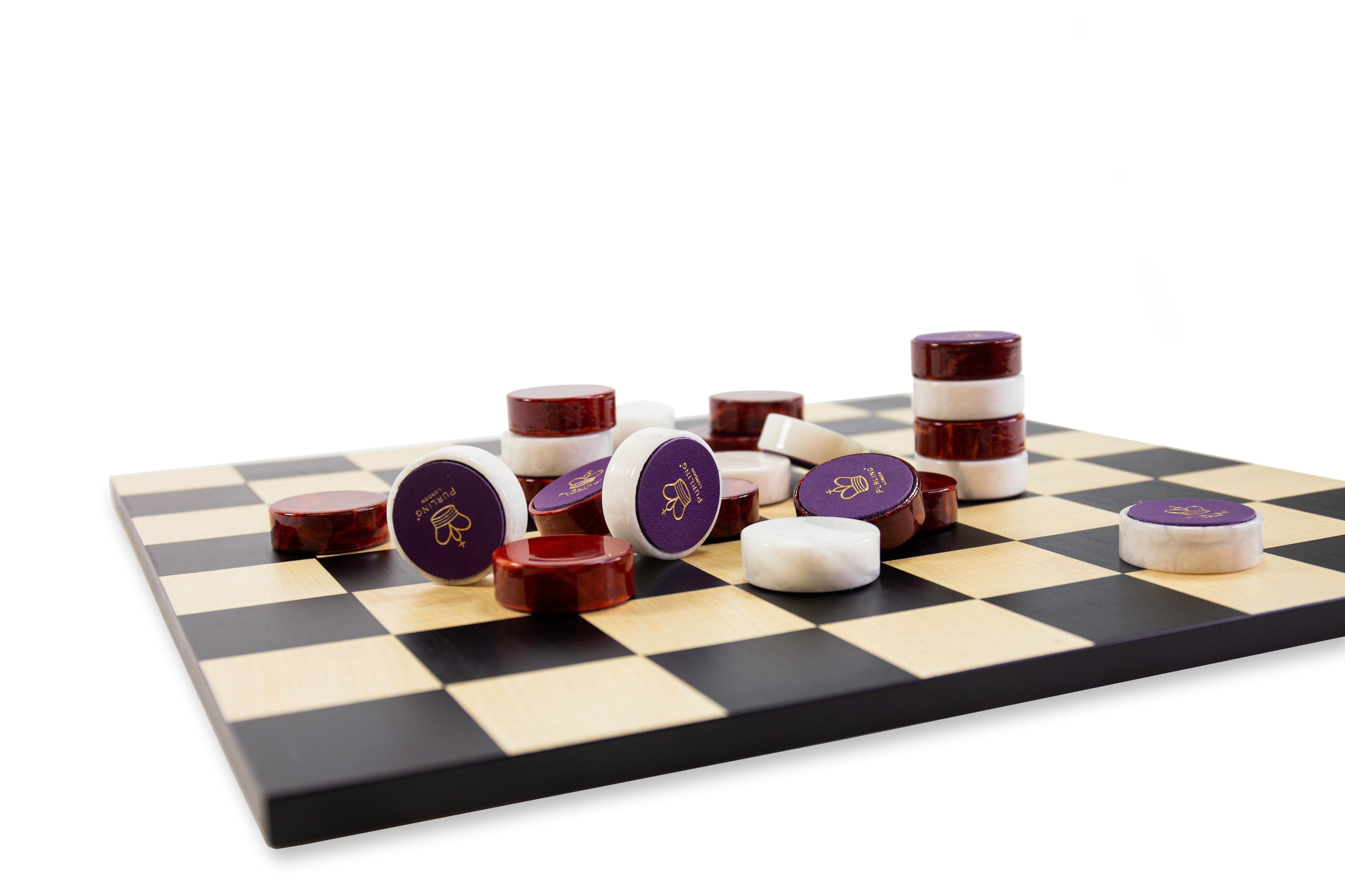 Ceramic Checkers Stone Checkers Set in Italian Alabaster with Maple Board – Noble Macmillan