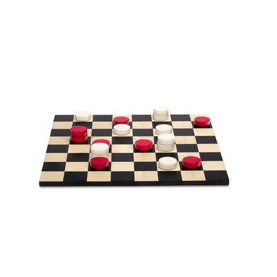 Stone Checkers Set in Italian Alabaster with Maple Board