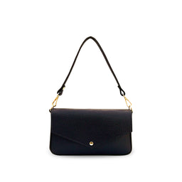 The Munro Black Leather Shoulder Bag