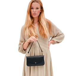 The Munro Black Leather Shoulder Bag