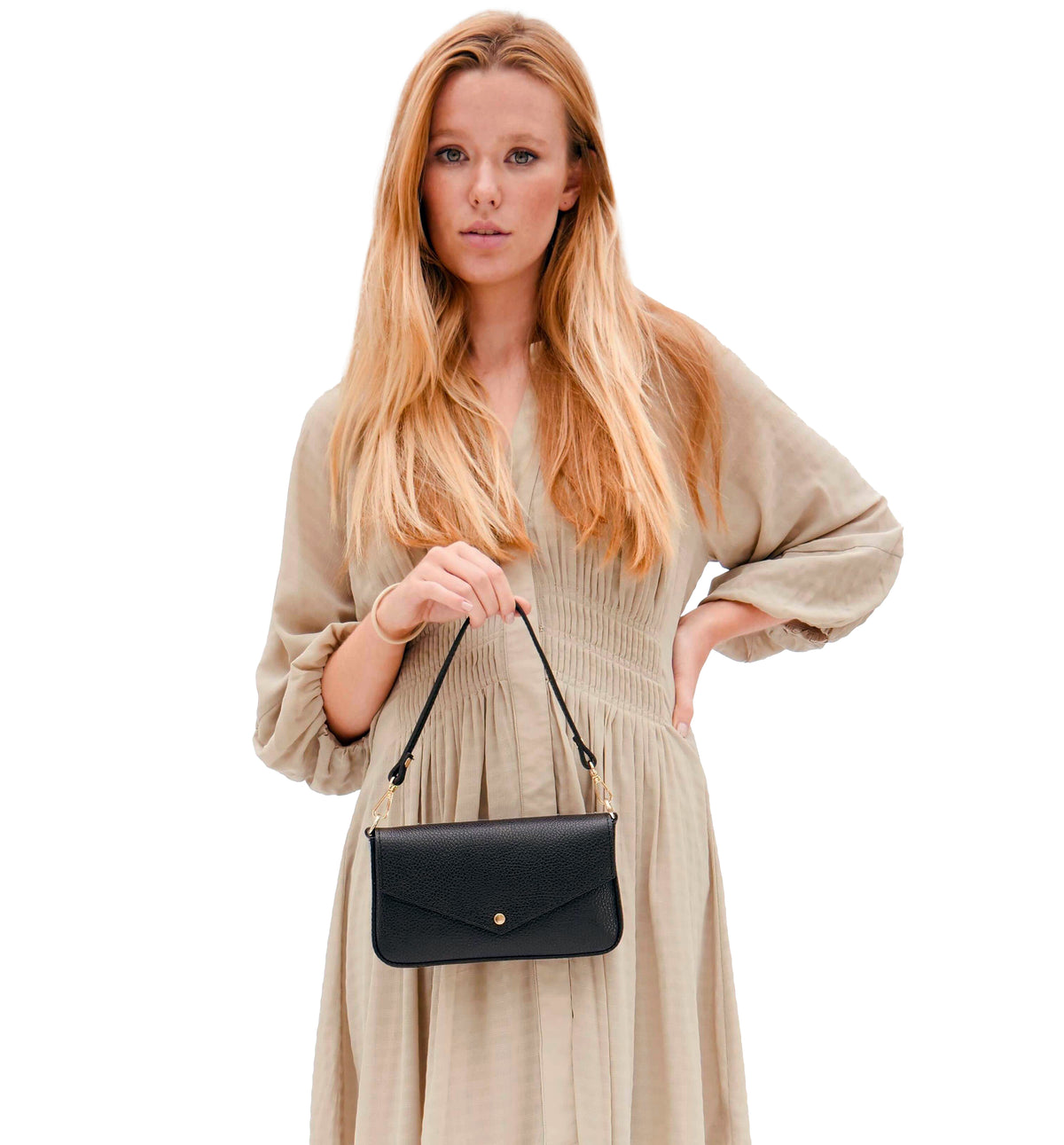 The Munro Black Leather Shoulder Bag