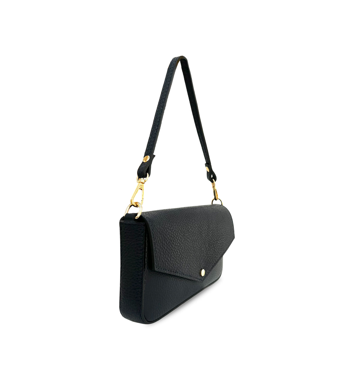 The Munro Black Leather Shoulder Bag