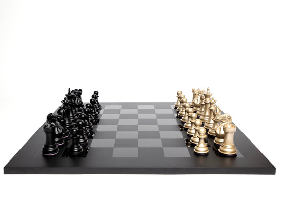 Midnight Match Chess Set – Gold & Matt Black, Handcrafted by Purling