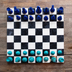 Bold Chess Set in Peacock Blue & Surf the Web Blue – Limited Edition