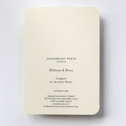 Gingham Bow Greeting Card | Birthday Card | Luxury Cards