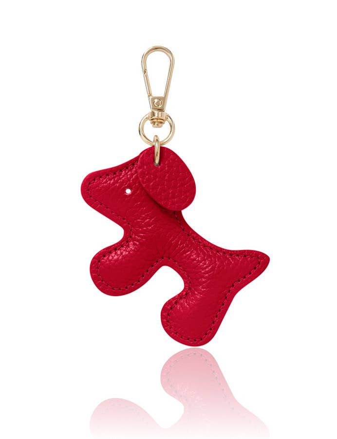 Italian Leather Dog Keyring & Bag Charm