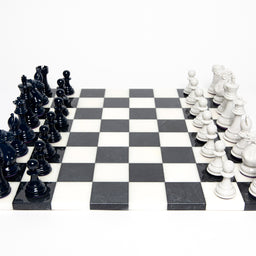 Luxury Bold Chess Set in Onyx White and Evening Blue – Handcrafted by Purling