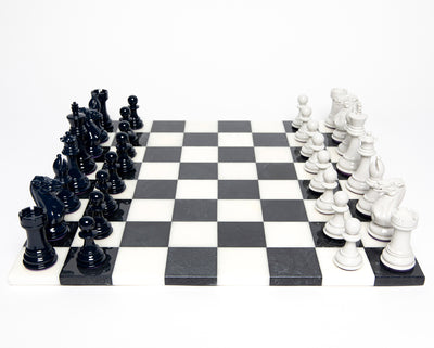Luxury Bold Chess Set in Onyx White and Evening Blue