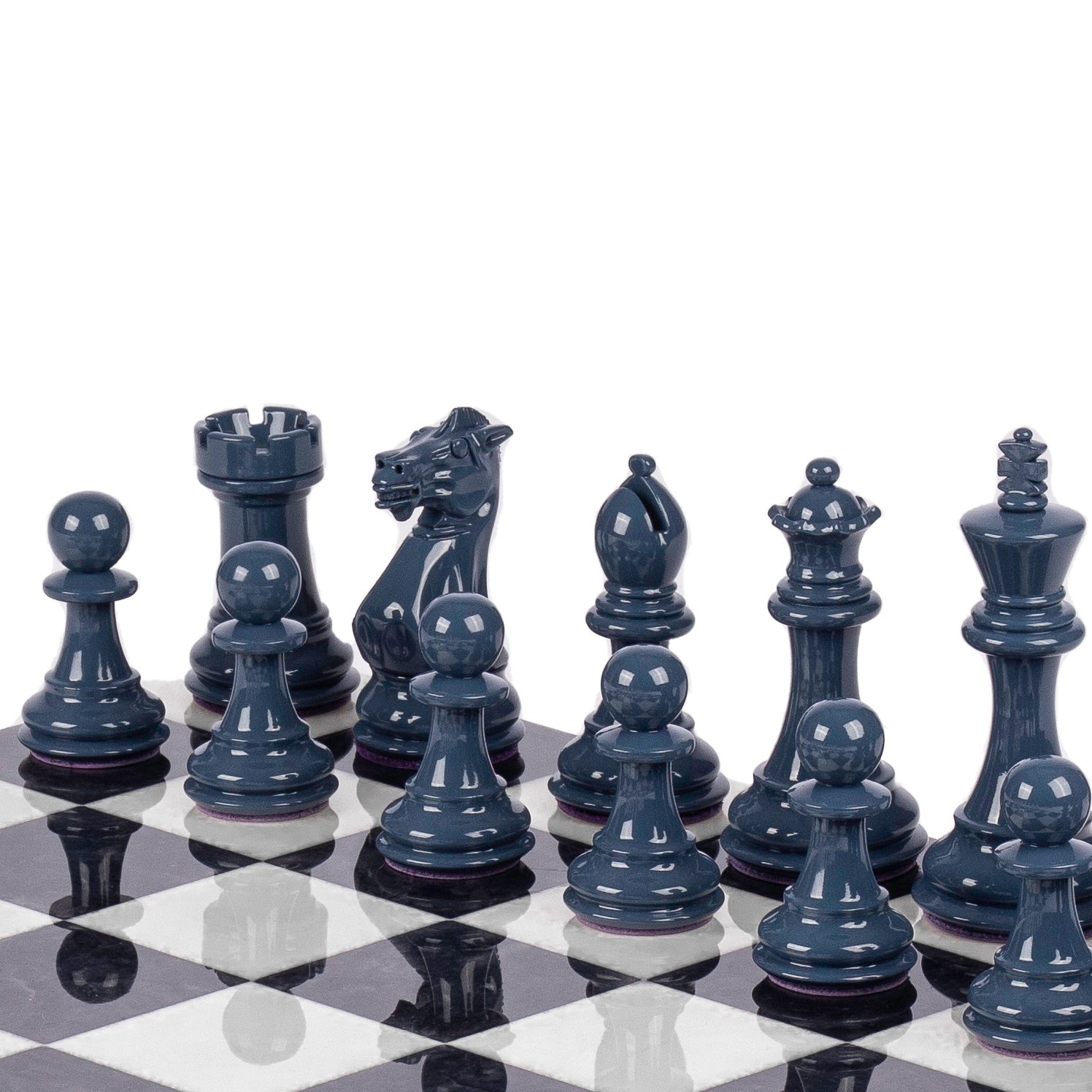 Bold Chess Set in Payne’s Grey & White – Handcrafted by Purling – Noble ...