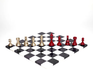 Bold Chess Set in Red & Gold – Handcrafted by Purling