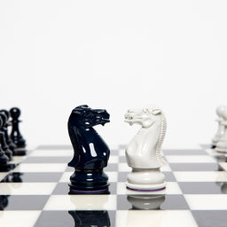 Luxury Bold Chess Set in Onyx White and Evening Blue – Handcrafted by Purling