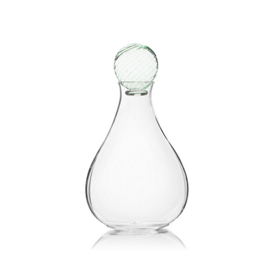 Etched Hand Blown Decanter with Pale Green Stopper